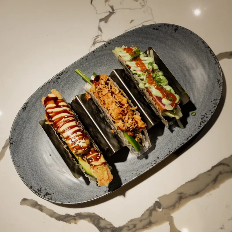 Trio of signature sushi tacos