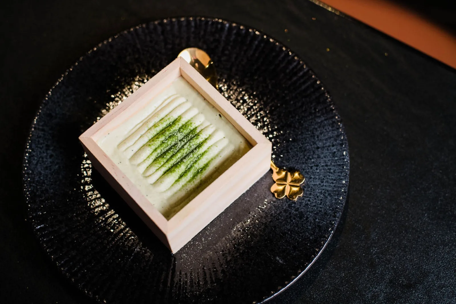 Matcha dessert, finished tableside