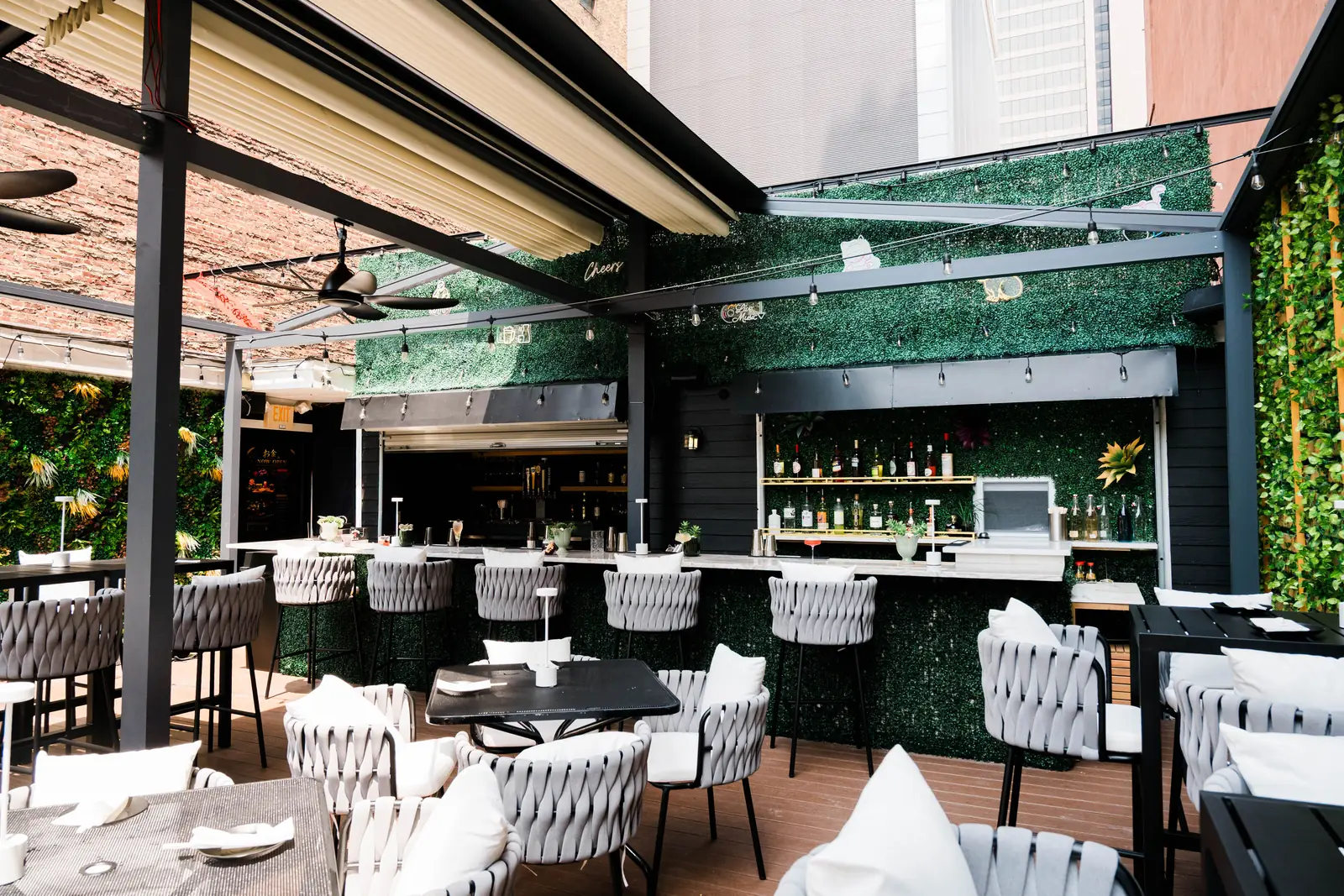 Rooftop tables under the pergola
