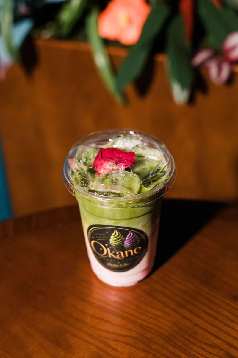 Rose Garden Matcha with rose petals